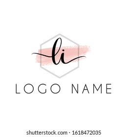 Letter Li handwriting logo with luxury elegent modern style perfect for , beauty , wedding photography , spa , makeup logos 