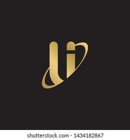 Letter li linked lowercase logo design template elements. Gold letter Isolated on black  background. Suitable for business, consulting group company.