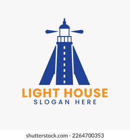 Letter A Light House Logo Vector Concept. Light House Logotype