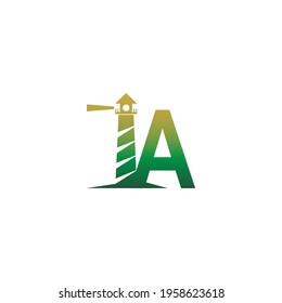 Letter A with lighthouse icon logo design template vector 