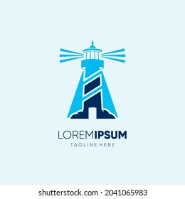 Letter A Lighthouse Logo Design Vector Icon Graphic Emblem Illustration