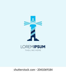 Letter I Lighthouse Logo Design Vector Icon Graphic Emblem Illustration