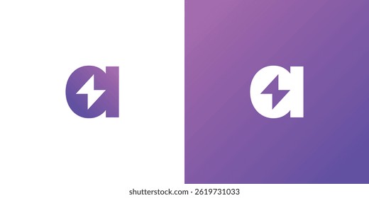 Design do logotipo da carta A lightning