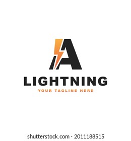 Letter A lightning logo design template vector illustration