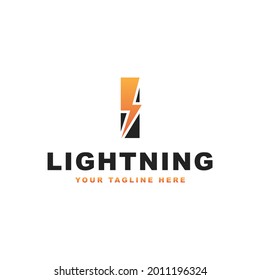 Letter I lightning logo design template vector illustration