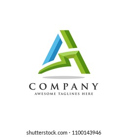 Letter A lightning logo icon design template elements, flash letter A logo vector
