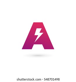 Letter A lightning logo icon design template elements