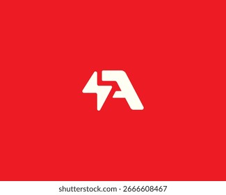 A letter A with lightning logo. Universal monogram sign logotype. Power energy vector symbol.