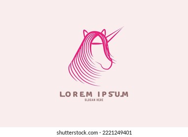 Letter A like Horse or Unicorn logo design