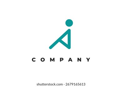 Una letra como un hombre sentado diseño de logotipo