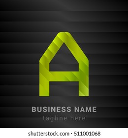 Letter A Lime Green and Black silk fashion premium icon / Logo