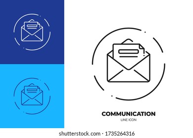 Symbol für Buchstabenzeilenart Das Symbol für E-Mail Piktogramm der Nachricht aus dünnem Schlaganfall. Im Hintergrund isoliert.