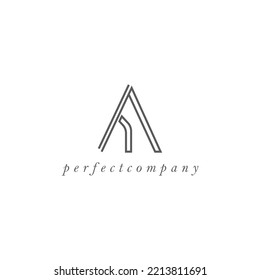 Logo del vector de arte de la línea A. Elegante logo aislado de fondo blanco. Adecuado para productos de lujo, marca, industria, restaurantes, negocios y eventos.