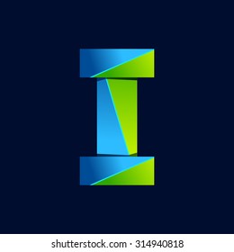 I letter line colorful logo. Abstract trendy green and blue vector design template elements for your application or corporate identity.