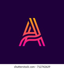 Letter A Line curve colorful logotype, beauty and fashion cosmetics logo vector design template element for corporate identity application or company