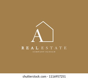 Letter A Line House Real Estate Logo