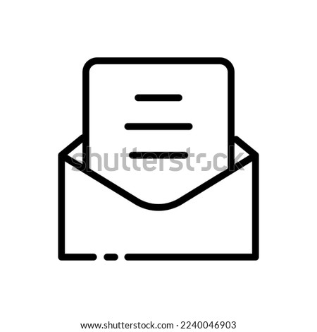 Letter line icon. Envelope, telegram, sheet, messenger, message, picture, attached file, mail, correspondence, data, attachments. communication concept. Vector black line icon on white background