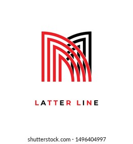 letter line logo abstract vector in red and black modern idea design