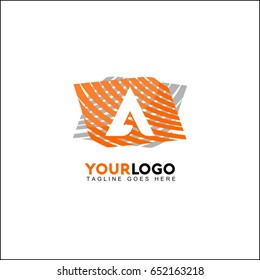 A Letter Line Logo Design. Graphical mono line feathers set. Vector elements or linear signs. 