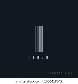 I letter line logo design vector element