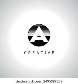 Icono de logotipo de letra A con diseño elegante de Vector circular.