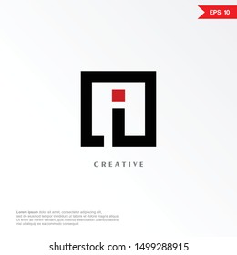 Letter i line logo and icon, vector template.