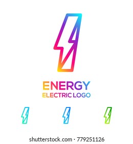 Letter i Line Monogram Colorful logotype with Thunder Electric logo, Energy, Power, Flash, Lighting Bolt concept for your Technology and Digital Corporate identity