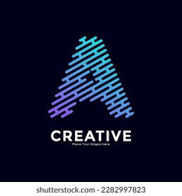 A letter with line style gradient color vector logo design. Suitable for business, technology, minimalist letter, initial modern name and creative monogram style