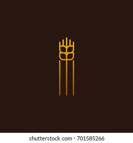Letter i Line style logotype with wheat, rice organic grain products and healthy food vector illustration