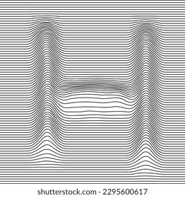 Letter with a linear pattern on a white background wave