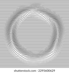 Letter with a linear pattern on a white background wave