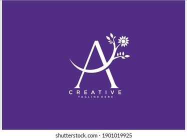 Letter A Linked Fancy Logogram Flower Logotype