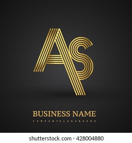 Letter AS linked logo design. Elegant golden colored symbol for your business or company identity.