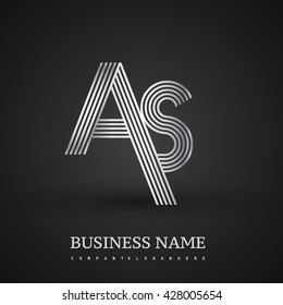 Letter AS linked logo design. Elegant silver colored symbol for your business or company identity.