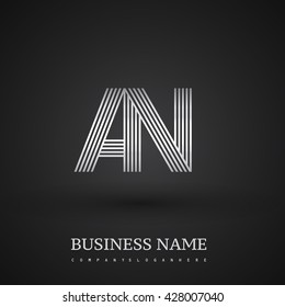 Letter AN linked logo design. Elegant silver colored symbol for your business or company identity.