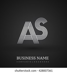 Letter AS linked logo design. Elegant silver colored symbol for your business or company identity.