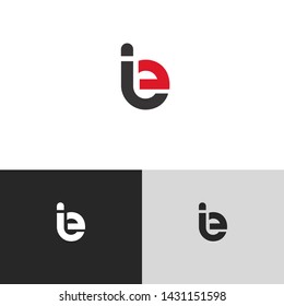 Letter ie linked lowercase logo design template elements. Red letter Isolated on black white grey background. Suitable for business, consulting group company.