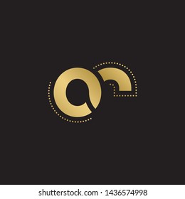 Letter or linked lowercase logo design template elements. Gold letter Isolated on black  background. Suitable for business, consulting group company.