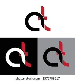 Letter at linked lowercase logo design template elements. Red letter Isolated on black white grey background. Suitable for business, consulting group company