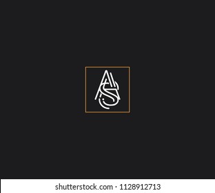 AS Letter Linked Monogram Hipster Logo Design