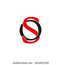 letter so linked simple colorful overlap design symbol logo vector