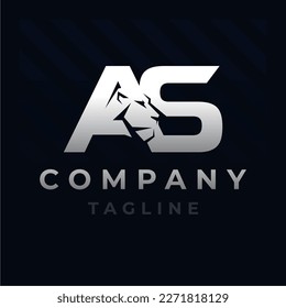 Letter AS Lion Head Initial Logo Design