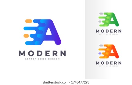 Letter A liquid abstract geometric logo design illustration. Fluid gradient elements. Futuristic trendy dynamic company business logo design. Vector EPS template.