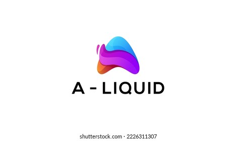 Letra A elementos de plantilla de icono de diseño de logotipo líquido 