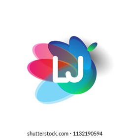 Letter LJ logo with colorful splash background, letter combination logo design for creative industry, web, business and company.