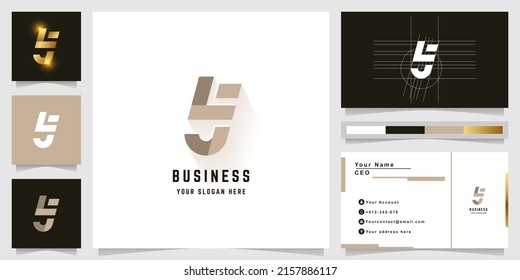 Letter LJ or LS monogram logo with business card design