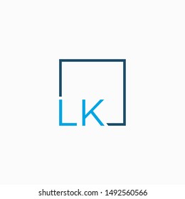 Letter LK Logo design with square frame line art. business consulting concept. studio,room,group icon. Suitable for business, consulting group company. - vector