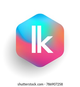 Letter LK logo in hexagon shape and colorful background, letter combination logo design for business and company identity.
