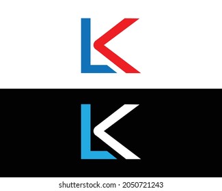 Diseño de la ilustración de la plantilla de vectores del logotipo LK de la carta.	