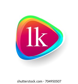 Letter LK logo in triangle shape and colorful background, letter combination logo design for company identity